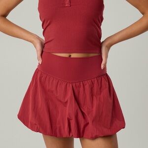 Aerie Offline Real Me Bubble Skort in Rust Red